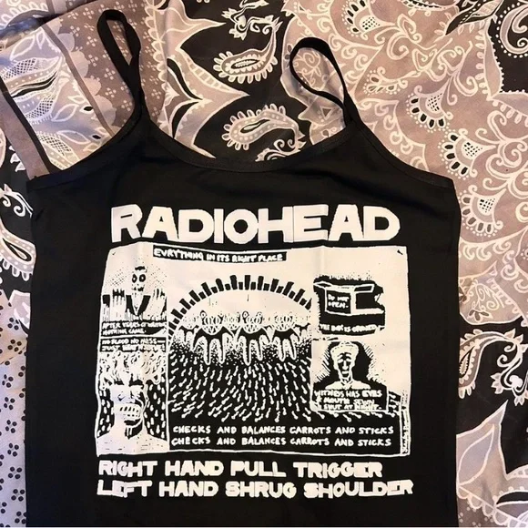 Radiohead The Bends Graphic Print Tank Top Punk Rock Tee Band Shirt Crop Tops - Picture 2 of 2